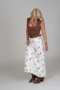 Western Beige Satin Skirt