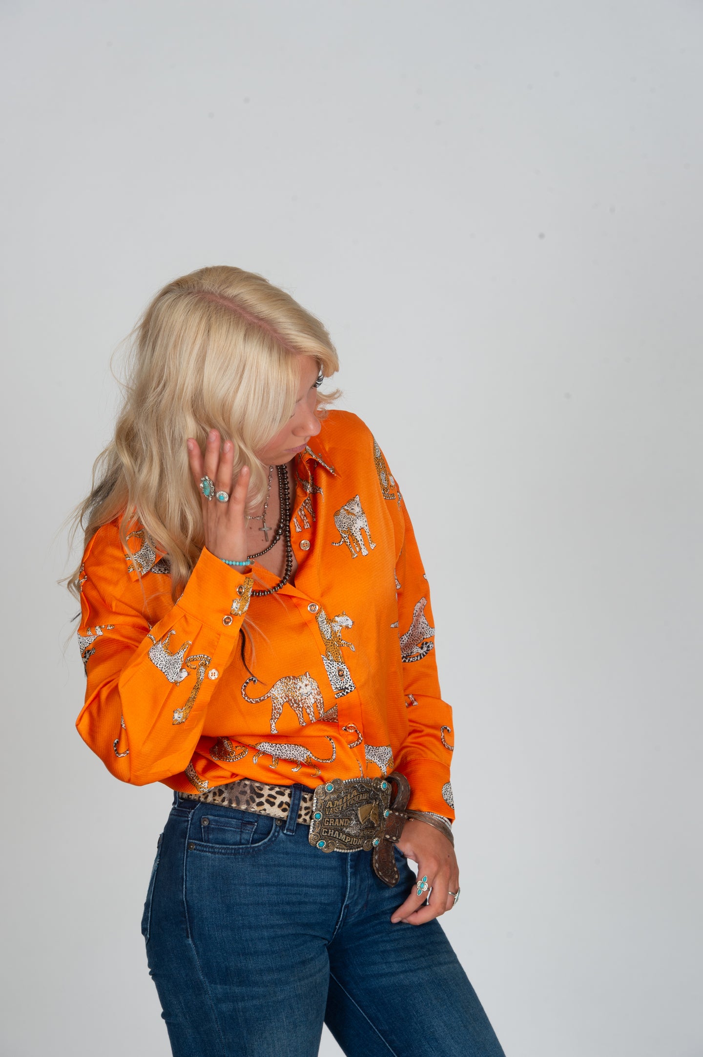 Orange Cheetah Print Rodeo Shirt