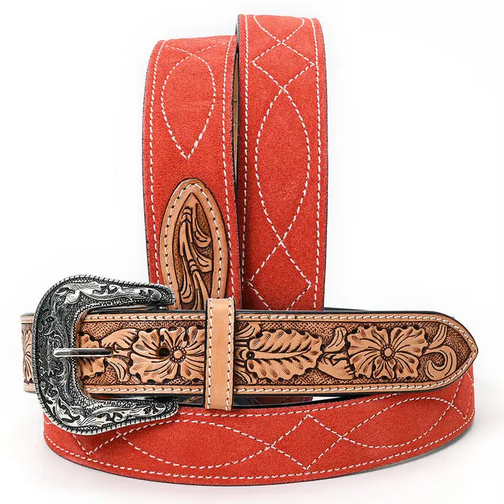 Coral Suede Leather Belt