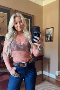 Peach Mesh Top