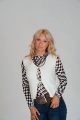 Black Checkered Mesh Long Sleeve
