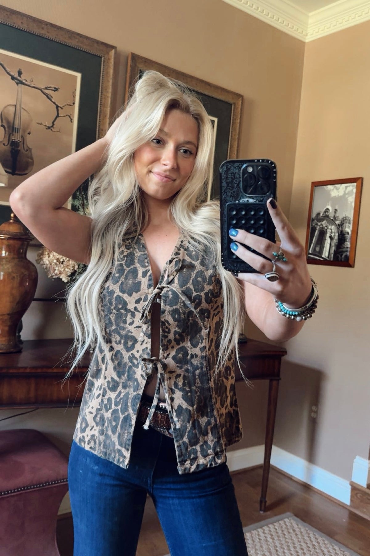 Leopard Lace Up Top
