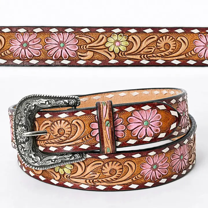 Pink Blossom Leather Belt