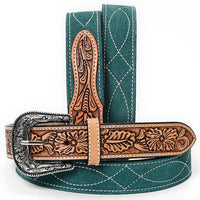 Dark Teal Suede Leather Belt
