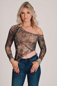 Camo Off The Shoulder Blouse