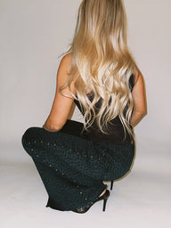 Studded Leopard Bell Bottom Jean