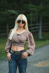 Cheetah Cropped Blouse
