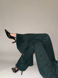 Studded Leopard Bell Bottom Jean