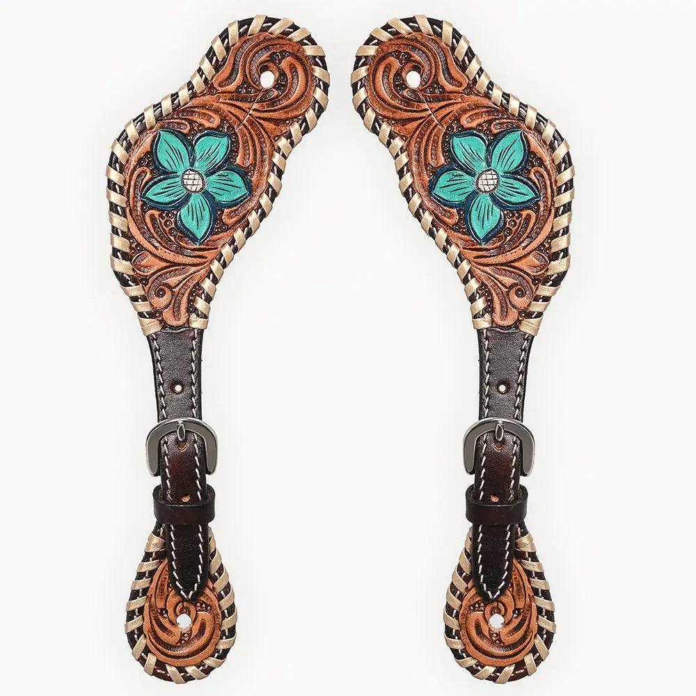 Teal Flower Spur Straps