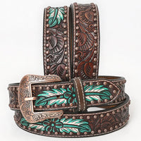 Twilight Feather Tooled Belt