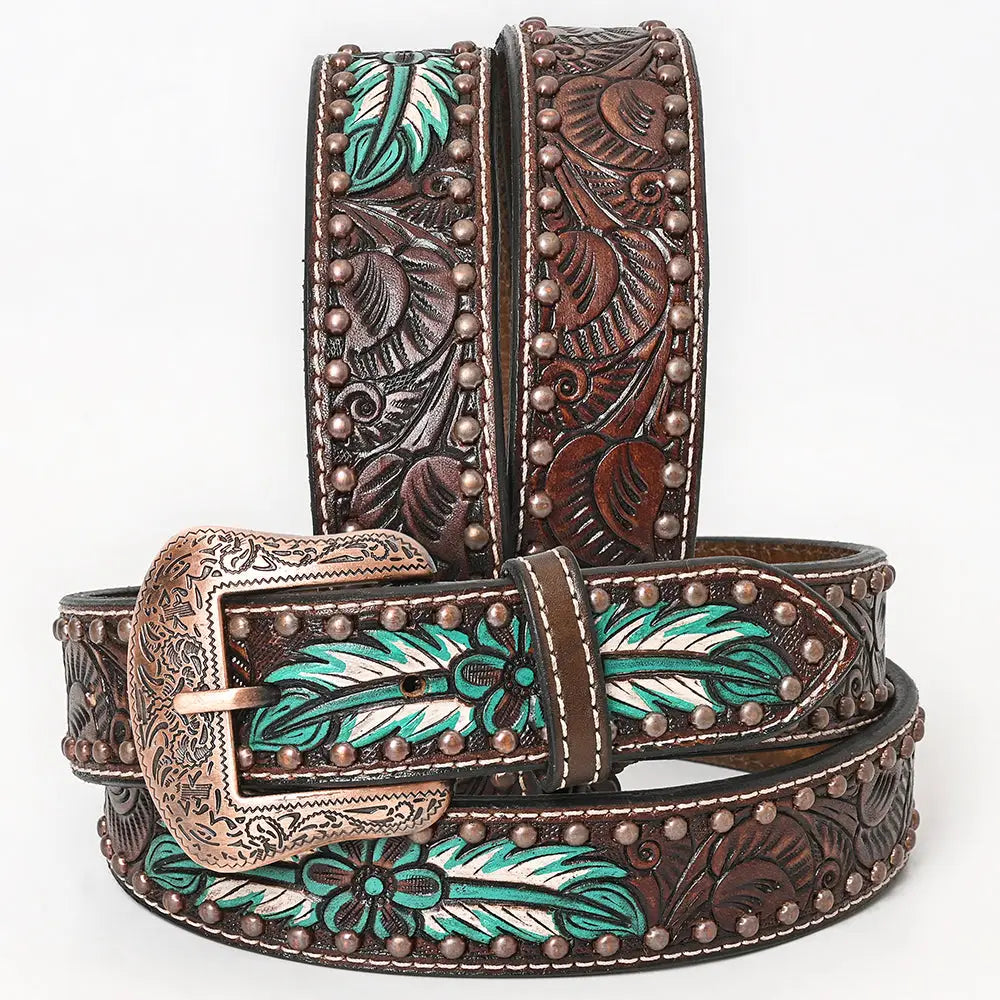 Twilight Feather Tooled Belt