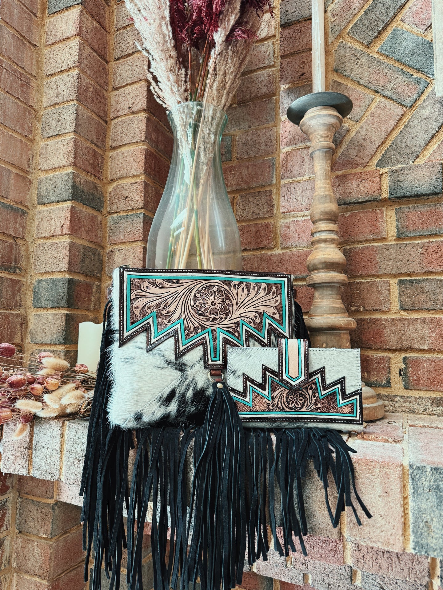 Genuine Western Cowhide Leather Purse and Wallet