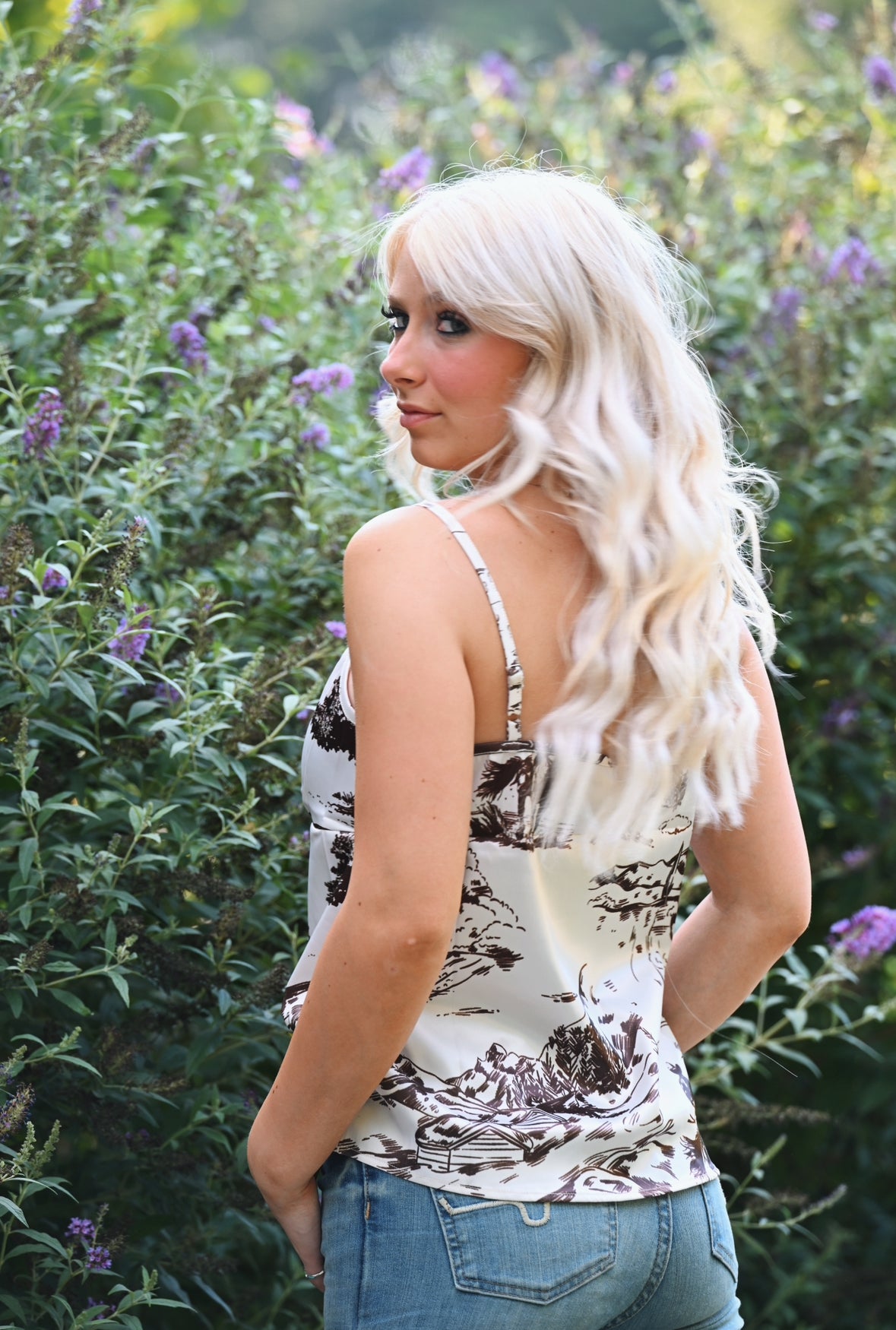 Stranded Cowboy Printed Satin Top
