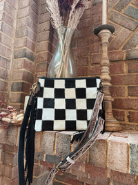 Checkered Cowprint Purse