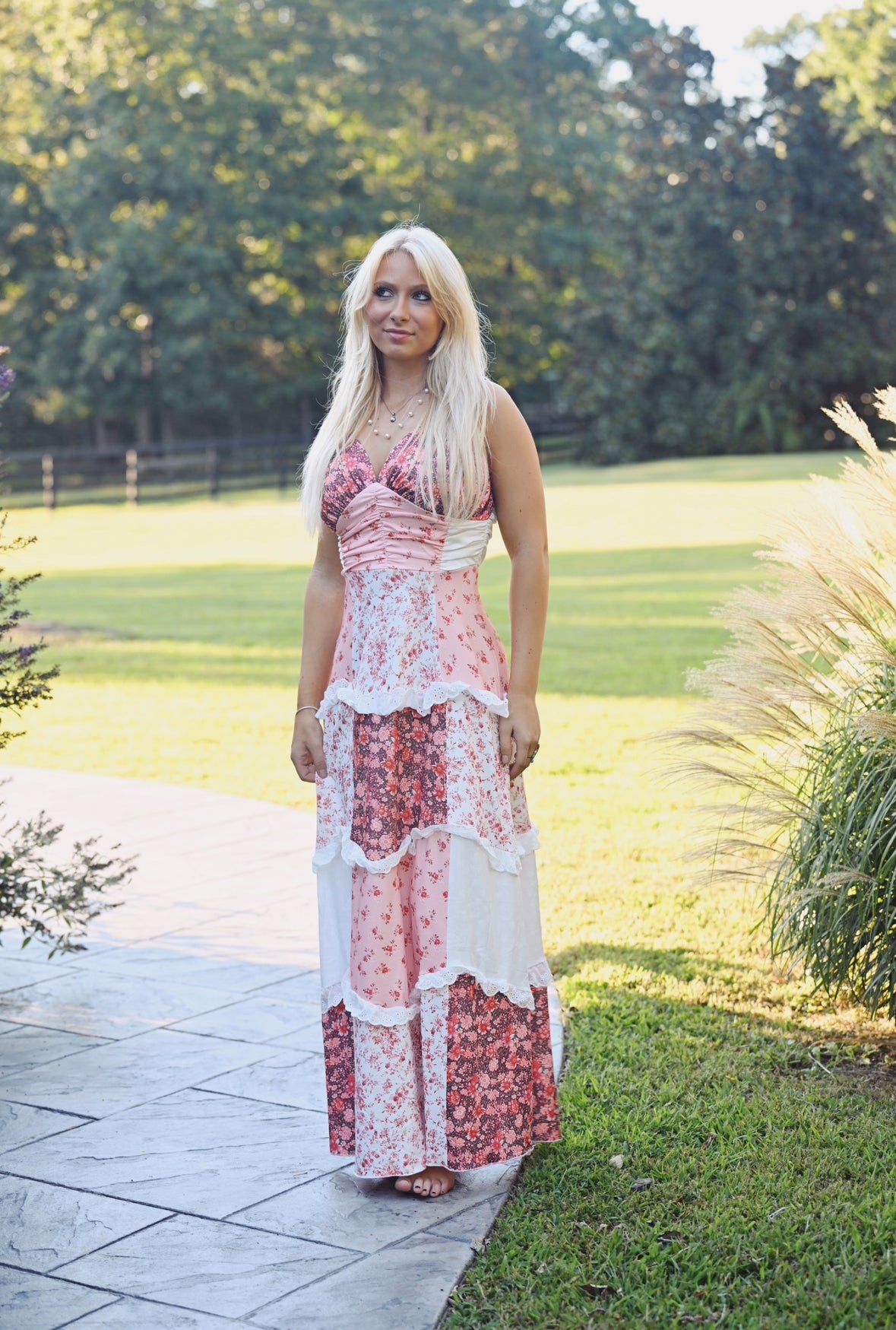 Peach Patchwork Dress