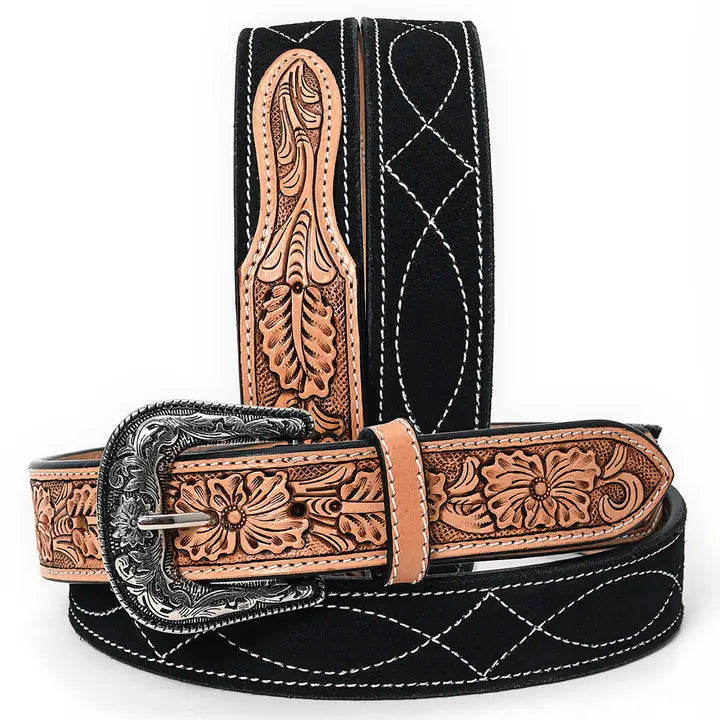 Black Suede Leather Belt