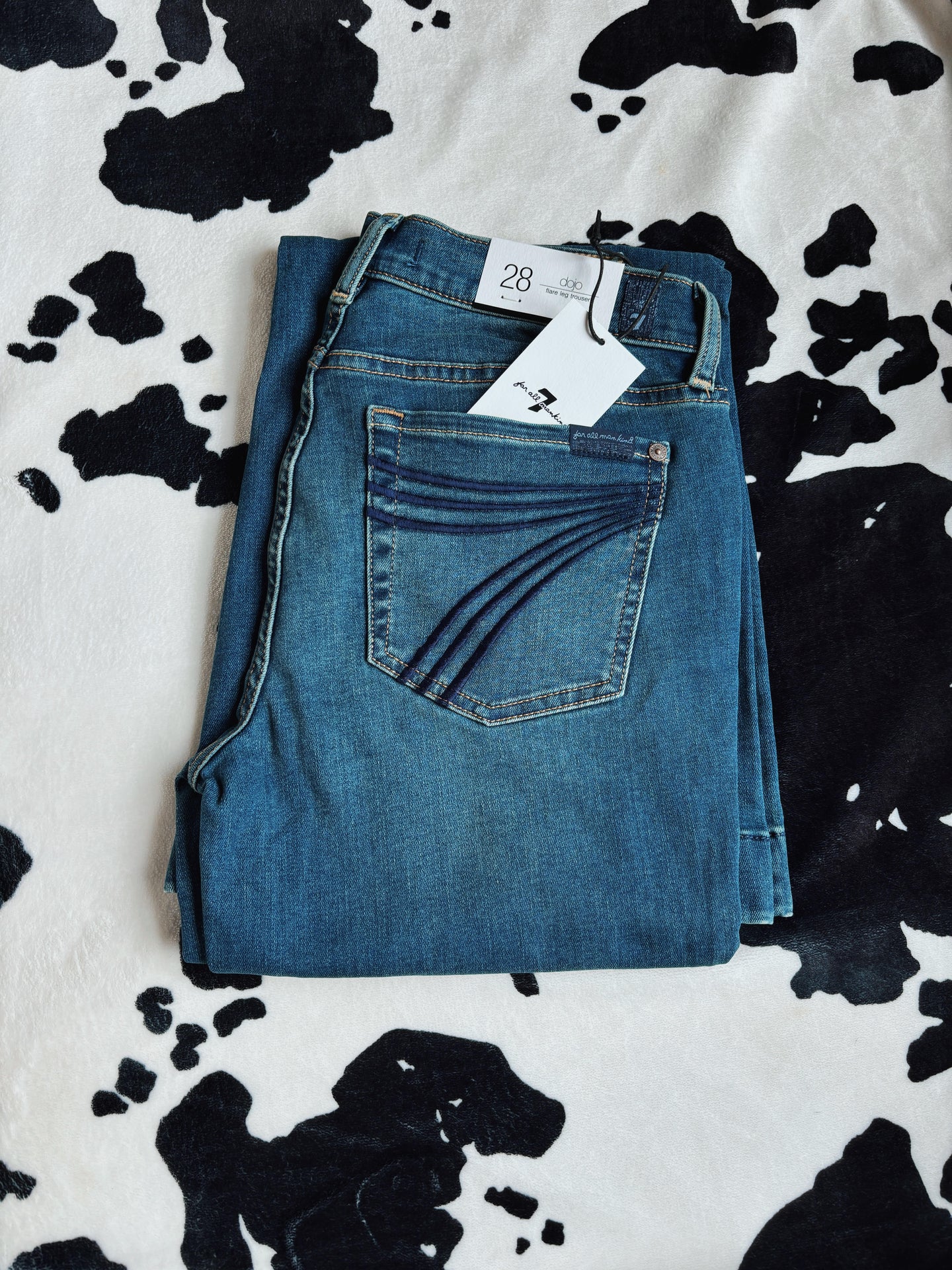 7FAMK- Dojo Flare Leg Trouser Dark Wash