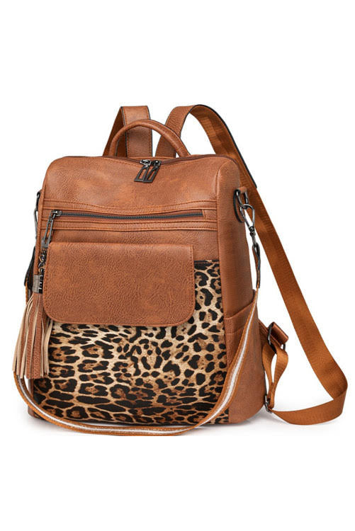 Leather Leopard Backpack